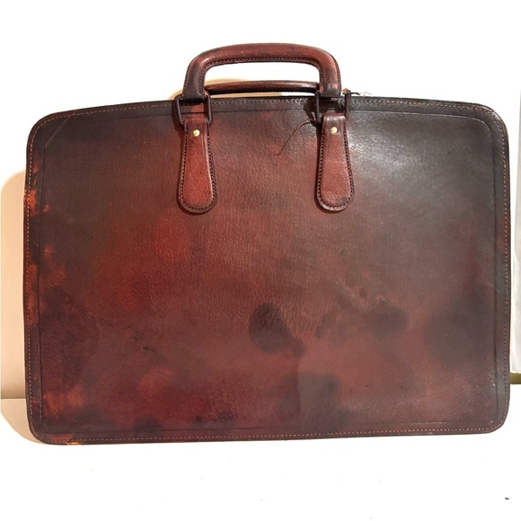 Vintage Elegant Brown Leather Briefcase work travel bag - Picture 2 of 6